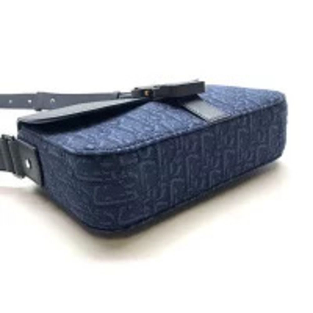 Dior Saddle Oblique Shoulder Bag Canvas Leather Navy Blue - Picture 4 of 8
